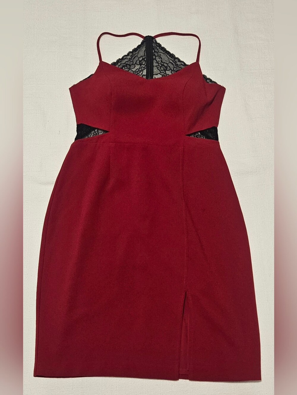 Jessica Simpson Red Lace-Trim Bodycon Mini Dress